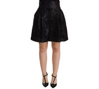 Dolce & Gabbana Black Floral Brocade High Waist Mini Shorts - IT36 | XS