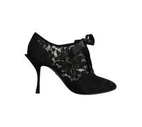 Dolce & Gabbana Black Floral High Heels LACE-UPS Pumps Shoes - EU38.5/US8