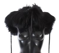 Dolce & Gabbana Black Fox Fur Shoulder Wrap Cover Collar Scarf - S