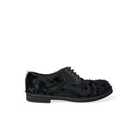 Dolce & Gabbana Black Fur Leather Lace Up Derby Dress Shoes - EU42.5/US9.5