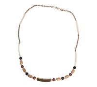 Dolce & Gabbana Black Gold Wooden Beaded Logo Pendant Necklace