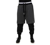 Dolce & Gabbana Black Gray Cotton Layered Men Sweatpants Pants - IT48 | M