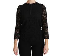 Dolce & Gabbana Black Lace Long Sleeve Nylon Blouse - IT44|L