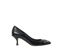 Dolce & Gabbana Black Leather BOOM Patch Heels Pumps Shoes - EU36/US5.5