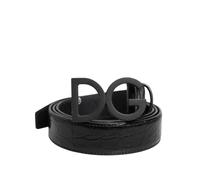 Dolce & Gabbana Black Leather Classic Metal DG Buckle Belt - 110 cm / 44 Inches