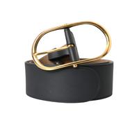 Dolce & Gabbana Black Leather Classic Metal Oval Buckle Belt - 85 cm / 34 Inches