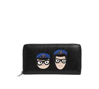 Dolce & Gabbana Black Leather #DGFAMILY Zipper Continental Mens Wallet