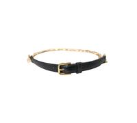 Dolce & Gabbana Black Leather Gold Chain Crystal Waist Women Belt - S