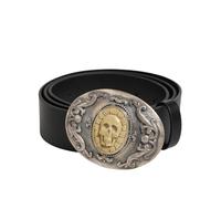 Dolce & Gabbana Black Leather Ornate Metal Buckle Men Belt - 100 cm / 40 Inches