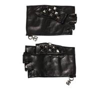 Dolce & Gabbana Black Leather Studded Fingerless Hand Mitten Men Gloves