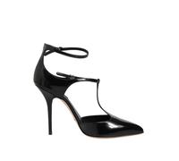 Dolce & Gabbana Black Leather T-STRAPS Heels Sandals Shoes - EU36/US5.5
