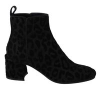 Dolce & Gabbana Black Leopard Short Boots Zipper Shoes - EU36.5/US6
