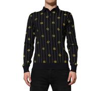 Dolce & Gabbana Black Logo Jacquard Knitted Polo Shirt T-shirt - IT48 | M