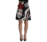 Dolce & Gabbana Black Love Clock Sequined Piano Skirt - IT36|XXS