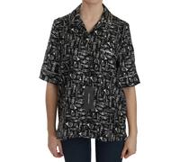 Dolce & Gabbana Black Musical Instrument Print Silk Top - IT42|M