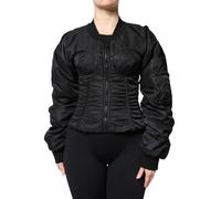 Dolce & Gabbana Black Nylon Full Zip Bustier Corset Jacket - IT36|XXS