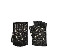 Dolce & Gabbana Black Pearl Embellished Wrist Length Gloves - 7.5|S
