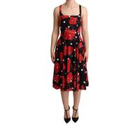 Dolce & Gabbana Black Red Bag Print A-line Mid Length Dress - IT40|S