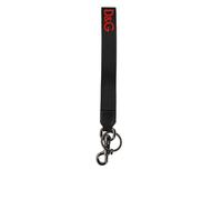 Dolce & Gabbana Black Red Logo Polyester Brass Holder Keychain Keyring