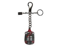 Dolce & Gabbana Black Red Military Leather Patch DG Logo Keychain Keyring