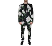 Dolce & Gabbana Black Rose Cotton Men Formal 2 Piece Suit - IT48 | M