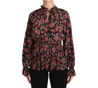 Dolce & Gabbana Black Rose Print Floral Shirt Top Blouse - IT38|XS