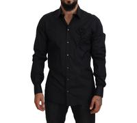Dolce & Gabbana Black Roses Slim Fit Cotton Shirt - IT38 | XS
