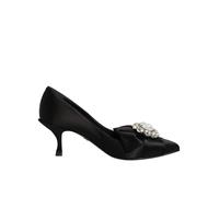 Dolce & Gabbana Black Satin Bow Crystal Embellishment Pumps Shoes - EU38/US7.5
