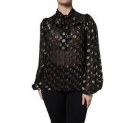 Dolce & Gabbana Black Sheer Tied Neck Polka Dots Blouse Top - IT38 | XS