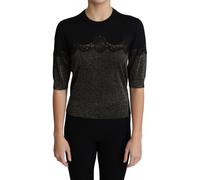 Dolce & Gabbana Black Shiny Lurex Lace Insert Pullover Top - IT46|XL