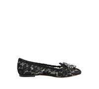 Dolce & Gabbana Black Taormina Lace Crystals Flats Shoes - EU35.5/US5