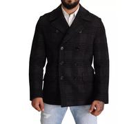 Dolce & Gabbana Black Trench Coat Check Wool Jacket - IT48 | M