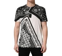 Dolce & Gabbana Black White Bandana Cotton Crew Neck T-shirt - IT50 | L