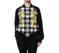 Dolce & Gabbana Black White Check Floral Button Down Jacket - IT36|XXS