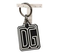 Dolce & Gabbana Black White DG Rubber Logo Silver Ring Keychain