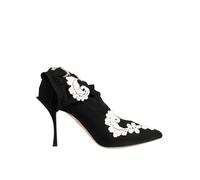 Dolce & Gabbana Black White Embroidered Jersey Stiletto Boots Shoes - EU41/US10.5