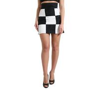 Dolce & Gabbana Black White Floral Brocade High Waist Skirt - IT36|XXS