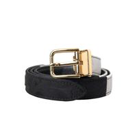Dolce & Gabbana Black White Patchwork Gold Metal Buckle Belt - 70 cm / 28 Inches