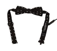 Dolce & Gabbana Black White Polka Dot Silk Adjustable Neck Papillon Bow Tie