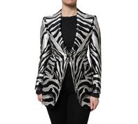 Dolce & Gabbana Black White Polyester Women Blazer Jacket - IT38 | XS
