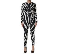 Dolce & Gabbana Black White Polyester Zebra Pattern Jumpsuit - IT38 | XS