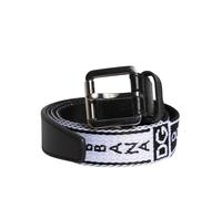 Dolce & Gabbana Black White Printed Metal Logo Buckle Belt - 100 cm / 40 Inches