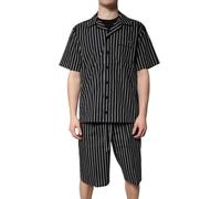 Dolce & Gabbana Black White Stripes Cotton Men Pajama Set Sleepwear - IT38 | XS