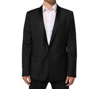 Dolce & Gabbana Black Wool GOLD 1 Button Suit Coat Blazer - IT52 | XL