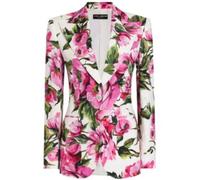 Dolce & Gabbana - Blazer con Stampa Floreale Petunia Bianco - -Jackets -Donna -Multicolore -M