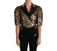 Dolce & Gabbana Blazer Gold Leopard Sequined Jacket - IT36 | XS
