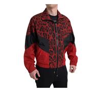 Dolce & Gabbana, ,Jackets ,Uomo ,Rosso ,M Giacca con Zip Leopardata Rossa
