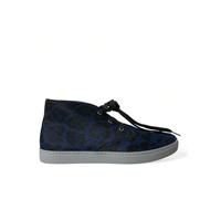 Dolce & Gabbana Blue Calfskin Leopard Mid Top Sneakers Shoes - EU43/US10