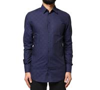 Dolce & Gabbana Blue Check Tartan GOLD Formal Dress Shirt - IT37 | XS