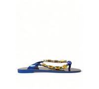 Dolce & Gabbana Blue Crystals Flats Sandals Beachwear Shoes - EU35/US4.5
